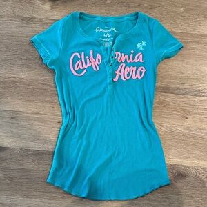 Aeropostale turquoise Tee with Pink Script